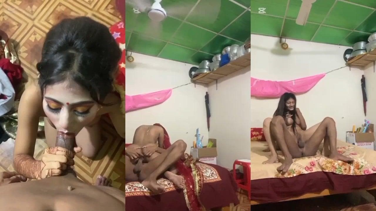 Wife Rides Cock and Enjoys Her Wedding Night